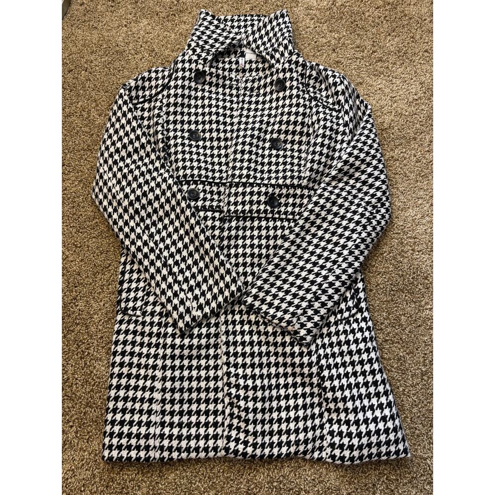 Voice Houndstooth Double Breasted Wool Blend Coat Womens Size Large